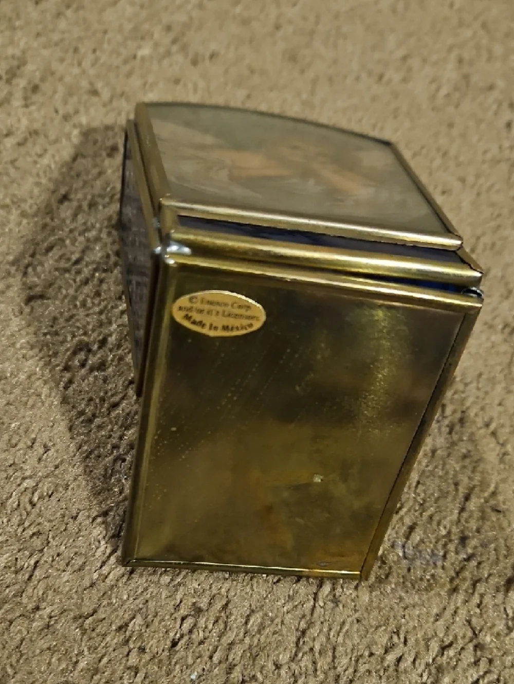 Vintage Enesco Blue Glass & Brass Tealight Candle Holder - Picture 6 of 6